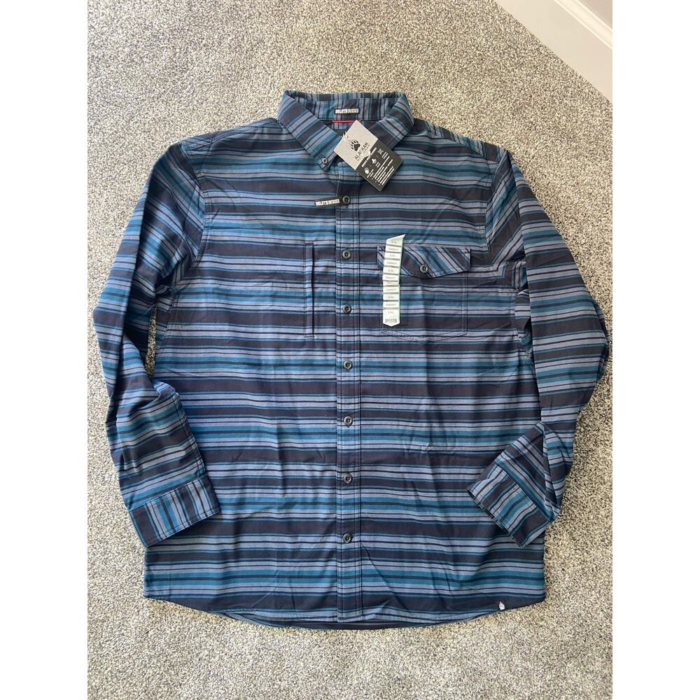 Duluth Untucked Flannel Shirt Size XL Tall Blue Stripe NWT Dark Grunge